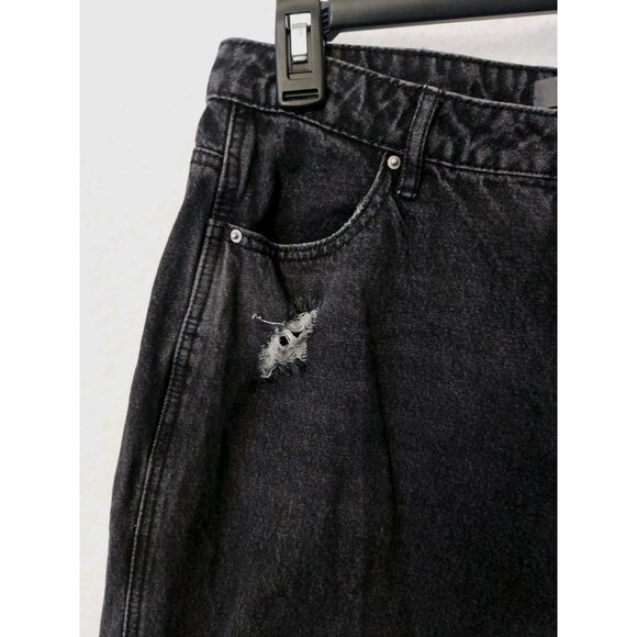 Misguided Womens 10 Baggy Wide Leg Black Ripped Jeans Y2K Grunge Goth Skater - Picture 4 of 10